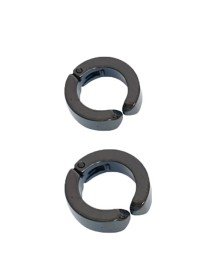 Men's Earrings - 2 Pieces Black Steel Clip Earrings Stainless Steel Black Earrings