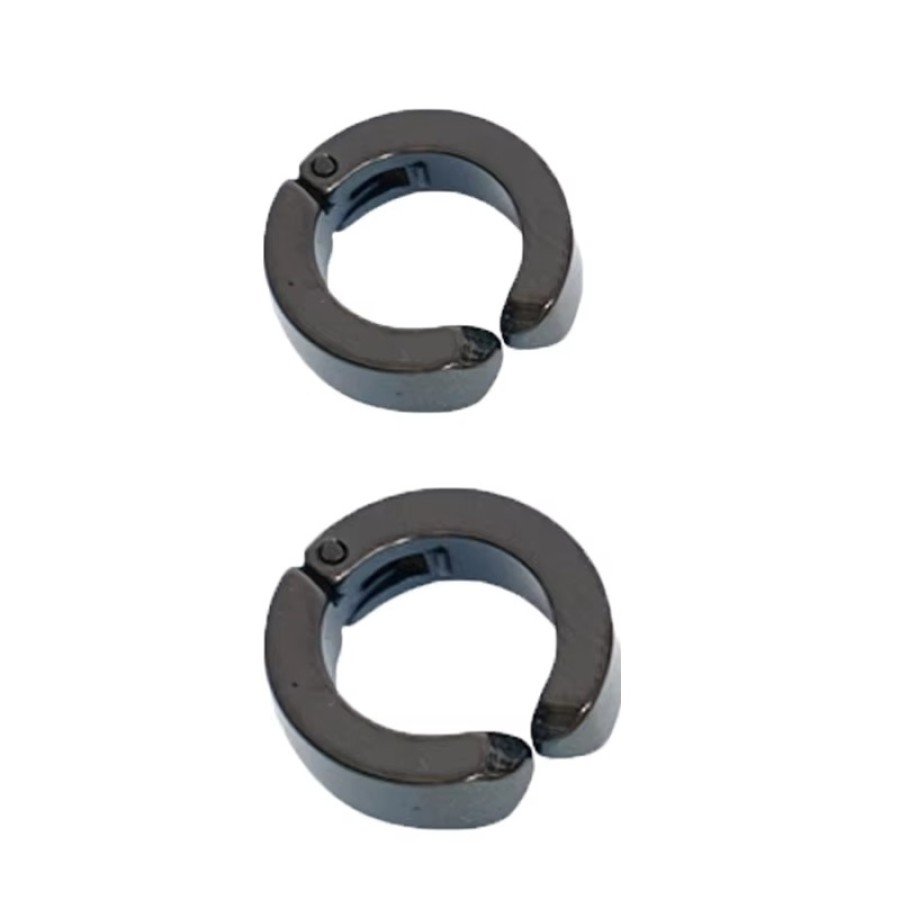 Men s Earrings - 2 Pieces Black Steel Clip Earrings Stainless Steel Black Earrings Men s Earrings - 2 Pieces Black Steel Clip Earrings Stainless Steel Black Earrings