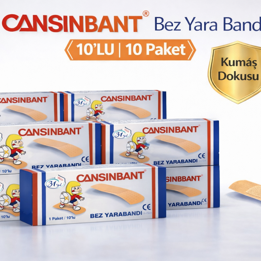 Cansinbant Cloth Band-Aid 10 Pack of 10 1.9 x 7.2 cm Fabric First Aid Plaster