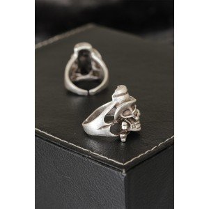 Skull Designed Aged Silver Color Adjustable Model Men's Ring Skull Designed Aged Silver Color Adjustable Model Men's Ring