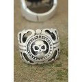 Aged Silver Color Metal Skull Design Adjustable Men s Ring