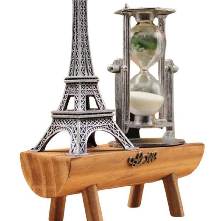 Eiffel Tower Designed Hourglass Crystallized Hourglass Decorative Wooden Look Eiffel Tower Designed Hourglass Crystallized Hourglass Decorative Wooden Look
