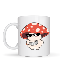 Cute Cool Mushroom Design Porcelain Mug MODEL 87 – Fun Character Patterned Coffee & Tea Cup – Gift Idea Mug