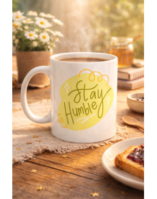 Stay Humble Porcelain Mug MODEL 129 – Minimal Motivation Cup, Stylish Design, Daily Coffee & Tea Cup