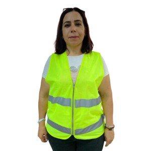 Zippered Yellow Warning Vest Size XL 59 cm