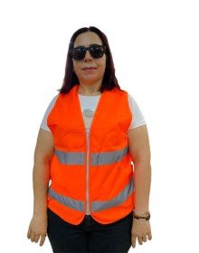 Zippered Orange Warning Vest XL Size 59 cm
