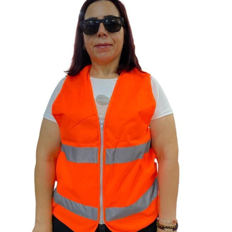 Zippered Orange Warning Vest Size XL 59 cm Zippered Orange Warning Vest Size XL 59 cm