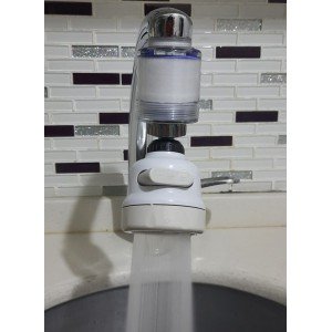 Anti-Limescale with Filter, 360 Degree Rotating Movable Faucet Head - 3 Functions - Cream