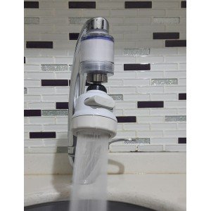 Anti-Limescale with Filter, 360 Degree Rotating Movable Faucet Head - 3 Functions - Cream