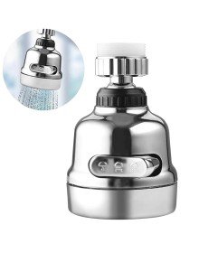 Chrome 3-Function Rotating Faucet Head with Filter - 360 Degree Rotatable
