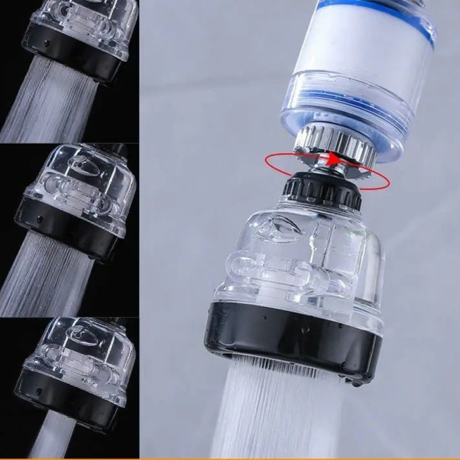 Water Saving 3 Functional Movable Faucet Head with Filter - Transparent