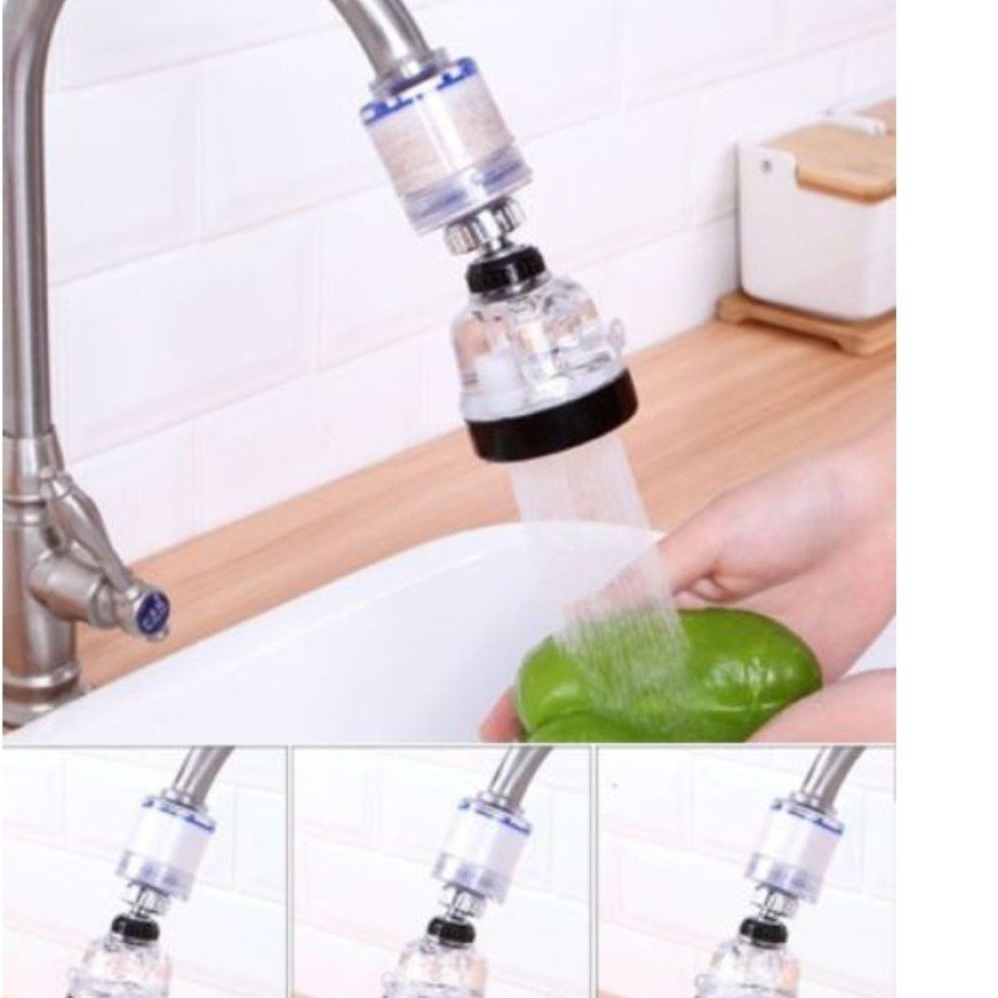 Water Saving 3 Functional Movable Faucet Head with Filter - Transparent