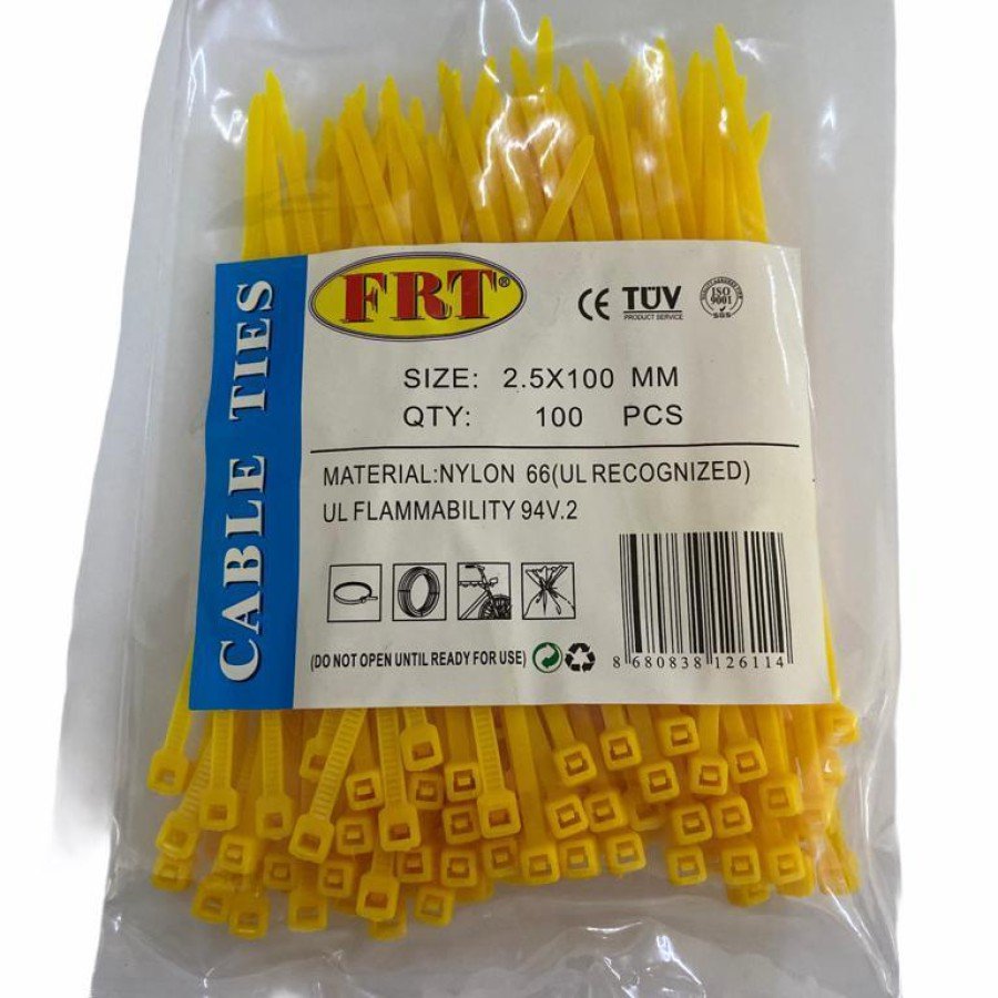 FRT Yellow 2.5x100 Cable Tie FRT Yellow 2.5x100 Cable Tie