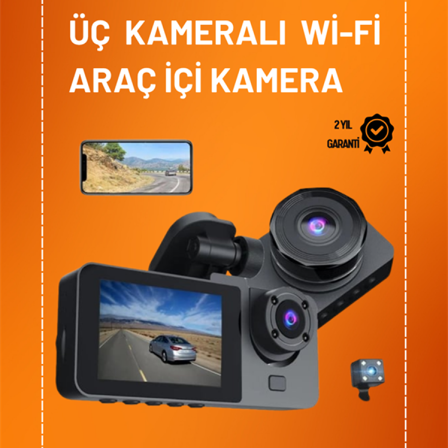 Full HD Resolution Three-Camera In-Car Camera – Parking and Driving Safety