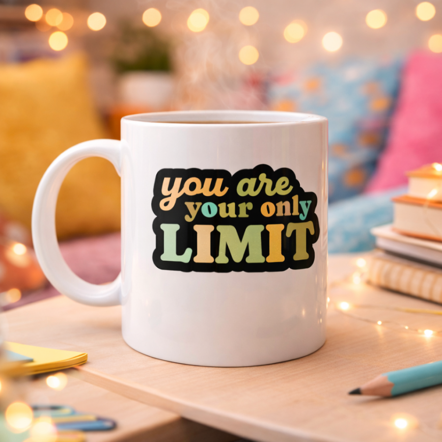 You Are Your Only Limit Written Porcelain Mug MODEL 142 – “The Only Limit Is You” Motivational Cup – Inspiring Coffee & Tea Cup