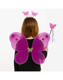 Fuchsia Butterfly Girl Set – 50 cm Butterfly Wing, Crown and Wand