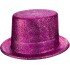 Fuchsia Pink Color Glittering Silvery Trilby Top Party Hat