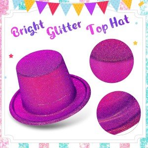 Fuchsia Pink Color Glittering Silvery Trilby Top Party Hat Fuchsia Pink Color Glittering Silvery Trilby Top Party Hat