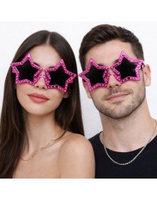 Fuchsia Color Disco Star Retro Party Glasses 16X7 cm