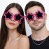 Fuchsia Color Disco Star Retro Party Glasses 16X7 cm