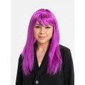 Fuchsia Color Straight Cut Long Party Wig Fake Hair