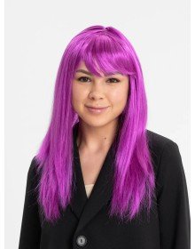 Fuchsia Color Straight Cut Long Party Wig Fake Hair