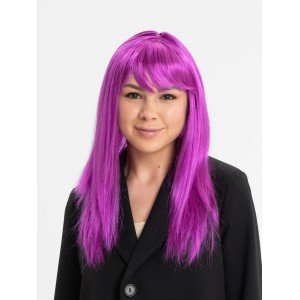 Fuchsia Color Straight Cut Long Party Wig Fake Hair