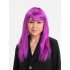 Fuchsia Color Straight Cut Long Party Wig Fake Hair