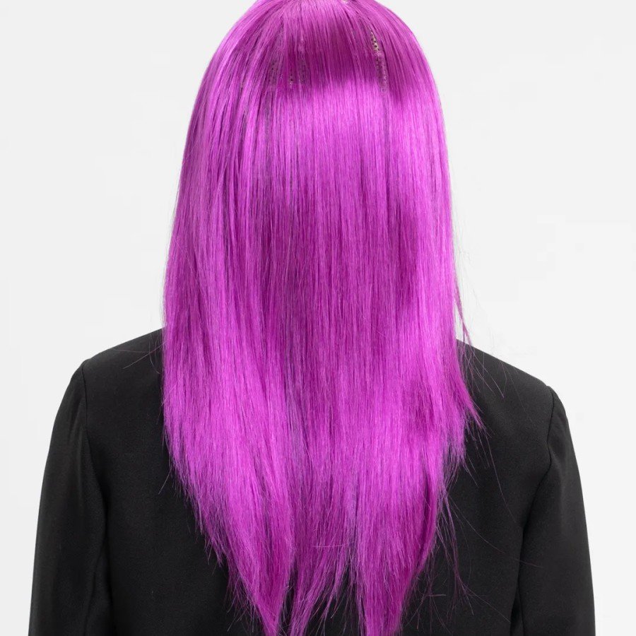 Fuchsia Color Straight Cut Long Party Wig Fake Hair