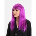 Fuchsia Color Straight Cut Long Party Wig Fake Hair