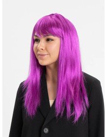 Fuchsia Color Straight Cut Long Party Wig Fake Hair