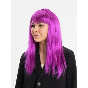 Fuchsia Color Straight Cut Long Party Wig Fake Hair