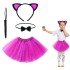 Fuchsia Color Skirt Cat Costume Set (Tutu, Crown, Bow Tie, Tail)