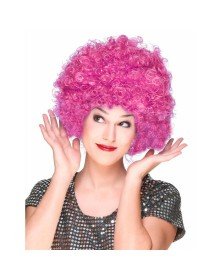 Fuchsia Color Curly Afro Bonus Wig Hair Party Wig