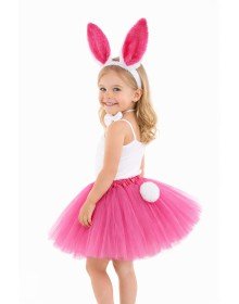 Fuchsia Rabbit Costume Set for Girls - 4 Pieces with Tutu Skirt