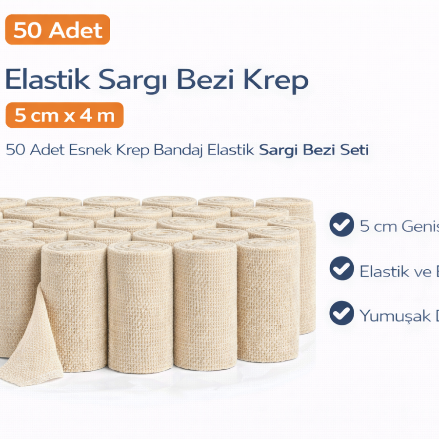 Elastic Bandage Crepe 5 cm x 4 m 50 Pieces Flexible Crepe Bandage Elastic Bandage Set
