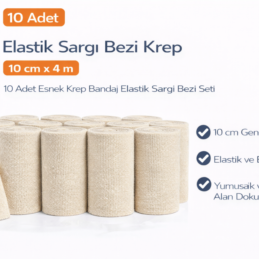 Elastic Bandage Crepe 10 cm x 4 m 10 Pieces Flexible Crepe Bandage Elastic Bandage Set