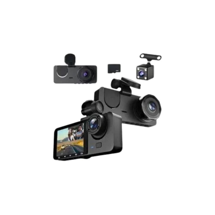 1080p Front + 720p Rear & Interior Camera – Water Resistant Vehicle Security Camera