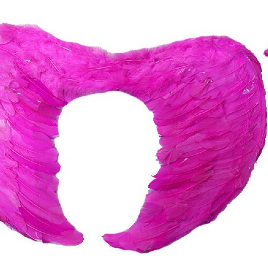 Foldable Children s Pink Angel Wing and Scepter Set with Real Feathers 40x55 cm
