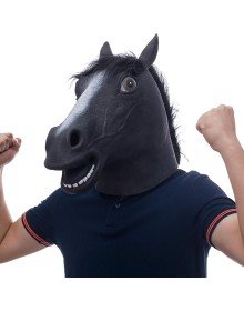 Realistic Horse Head Mask Black Color