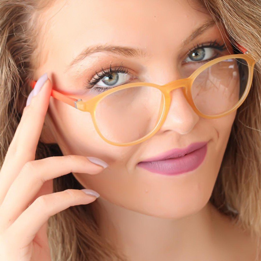 Yellow Color Oval Orange Color Women s Glasses