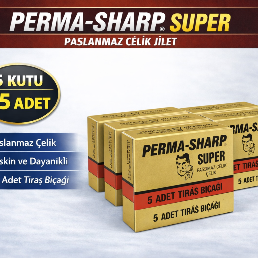 Perma-Sharp Super Stainless Steel Razor 5 Box of 5