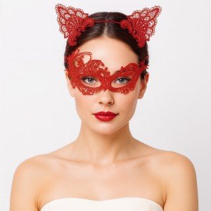 Mysterious Red Lace Mask and Crown Set No 1 - Costume Set Mysterious Red Lace Mask and Crown Set No 1 - Costume Set