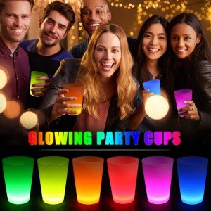 Glow Party Cups 6 Colors 6 Pieces 1.5 oz 4.5 x 6.5 cm