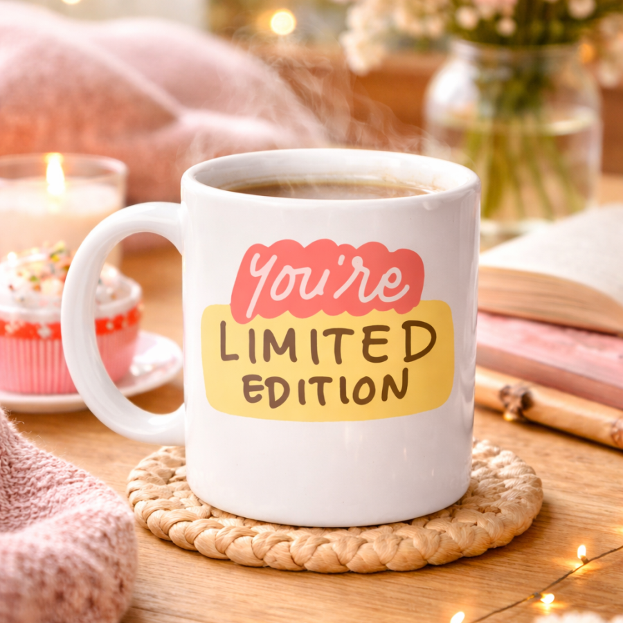 You re Limited Edition  YOU ARE UNIQUE  Written Porcelain Mug MODEL 152 – Motivational Themed, Special Design Coffee & Tea Cup