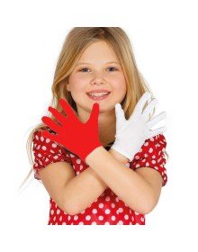 1 Pair Red White Pantomime Gloves Kids Size For Performances