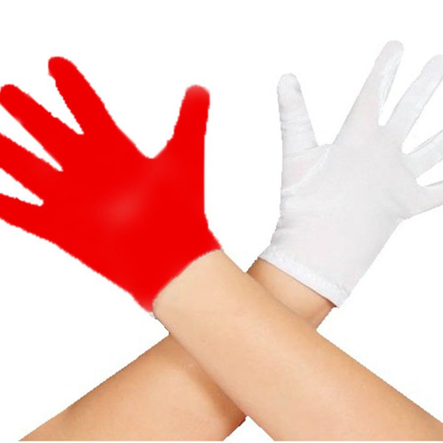 1 Pair Red White Pantomime Gloves Kids Size For Performances