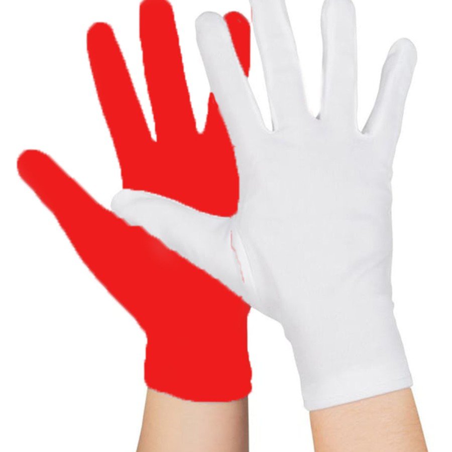 1 Pair Red White Pantomime Gloves Kids Size For Performances