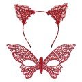 Flashy Red Lace Mask and Crown Set No 7 – For Masquerade and Events