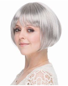 Gray Silver Color Straight Cut Lined Blunt Party Wig
